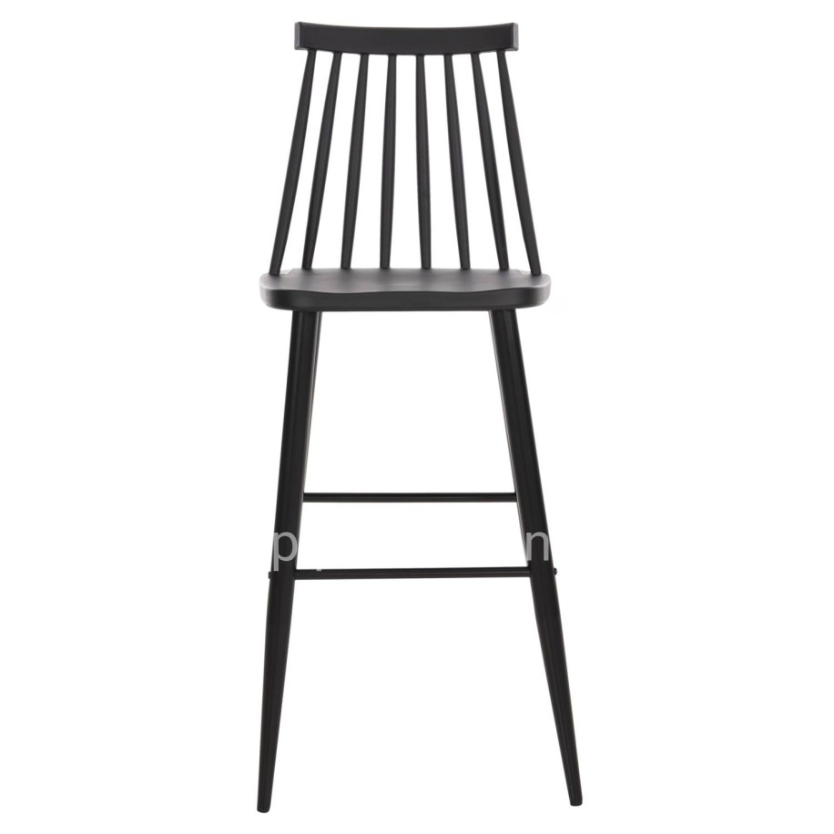 BAR STOOL HIGH SEAT VANESSA HM8459.12 BLACK PP & BLACK METAL LEGS 47x48,5x107Hcm.
