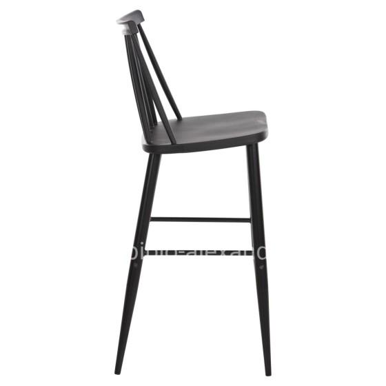 BAR STOOL HIGH SEAT VANESSA HM8459.12 BLACK PP & BLACK METAL LEGS 47x48,5x107Hcm.