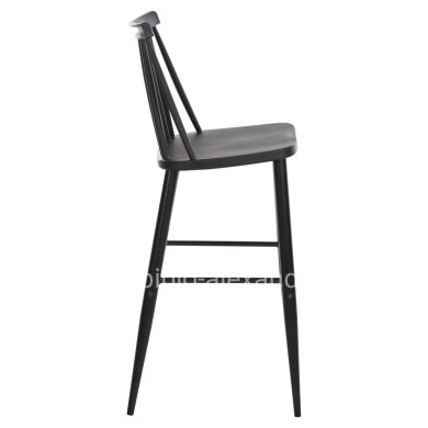 BAR STOOL HIGH SEAT VANESSA HM8459.12 BLACK PP & BLACK METAL LEGS 47x48,5x107Hcm.