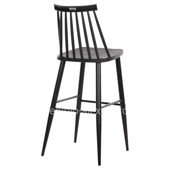 BAR STOOL HIGH SEAT VANESSA HM8459.12 BLACK PP & BLACK METAL LEGS 47x48,5x107Hcm.