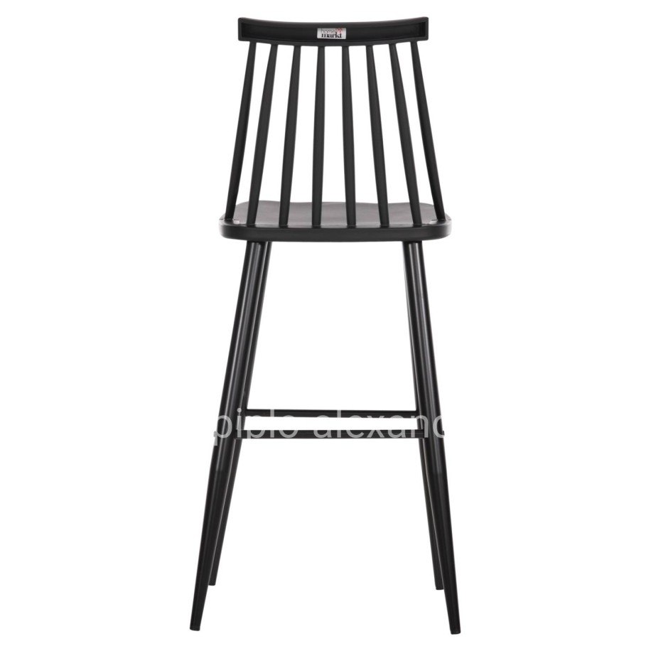 BAR STOOL HIGH SEAT VANESSA HM8459.12 BLACK PP & BLACK METAL LEGS 47x48,5x107Hcm.