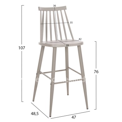 BAR STOOL HIGH SEAT VANESSA HM8459.20 GREY PP & GREY METAL LEGS 47x48,5x107Hcm.