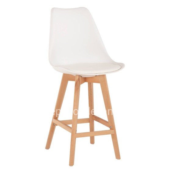 BAR STOOL VEGAS HM8000.21 MEDIUM HEIGHT WHITE POLYPROPYLENE NATURAL BEECH WOOD 47x58x100Hcm.