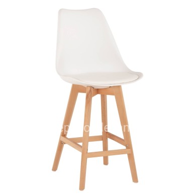 BAR STOOL VEGAS HM8000.21 MEDIUM HEIGHT WHITE POLYPROPYLENE NATURAL BEECH WOOD 47x58x100Hcm.