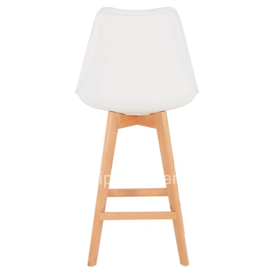 BAR STOOL VEGAS HM8000.21 MEDIUM HEIGHT WHITE POLYPROPYLENE NATURAL BEECH WOOD 47x58x100Hcm.
