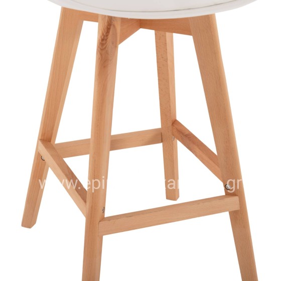 BAR STOOL VEGAS HM8000.21 MEDIUM HEIGHT WHITE POLYPROPYLENE NATURAL BEECH WOOD 47x58x100Hcm.