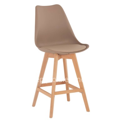 BAR STOOL VEGAS HM8000.55 MEDIUM HEIGHT CAPPUCCINO POLYPROPYLENE NATURAL BEECH WOOD 47x58x100Hcm.