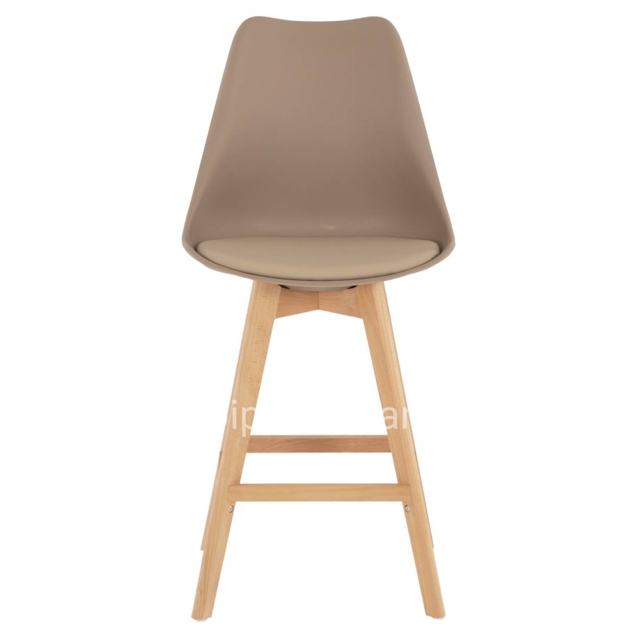 BAR STOOL VEGAS HM8000.55 MEDIUM HEIGHT CAPPUCCINO POLYPROPYLENE NATURAL BEECH WOOD 47x58x100Hcm.