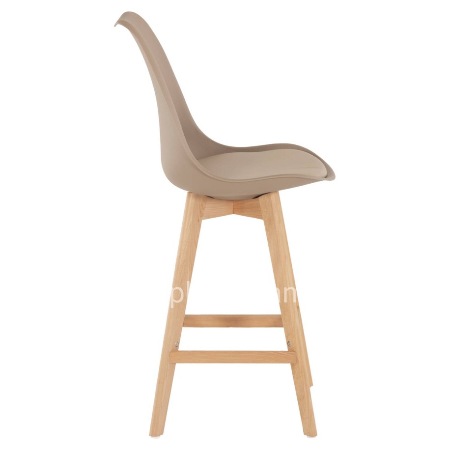 BAR STOOL VEGAS HM8000.55 MEDIUM HEIGHT CAPPUCCINO POLYPROPYLENE NATURAL BEECH WOOD 47x58x100Hcm.
