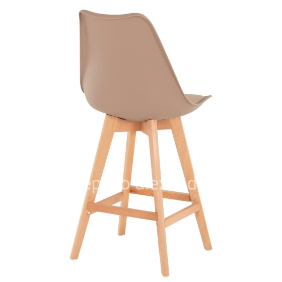BAR STOOL VEGAS HM8000.55 MEDIUM HEIGHT CAPPUCCINO POLYPROPYLENE NATURAL BEECH WOOD 47x58x100Hcm.