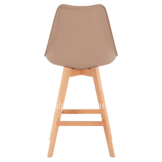 BAR STOOL VEGAS HM8000.55 MEDIUM HEIGHT CAPPUCCINO POLYPROPYLENE NATURAL BEECH WOOD 47x58x100Hcm.