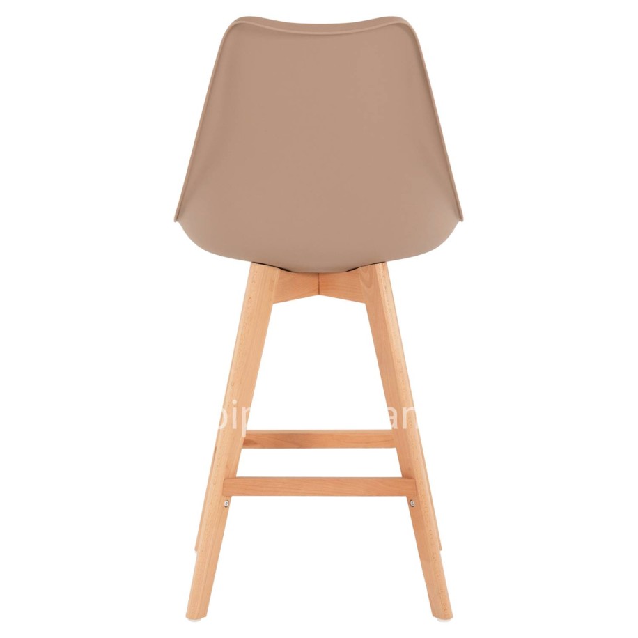BAR STOOL VEGAS HM8000.55 MEDIUM HEIGHT CAPPUCCINO POLYPROPYLENE NATURAL BEECH WOOD 47x58x100Hcm.