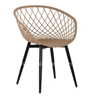 ARMCHAIR ARIADNE HM8001.23 CAPPUCCINO POLYPROPYLENE-BLACK METAL LEGS 63x56x80Hcm.