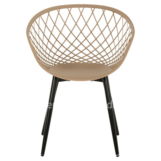 ARMCHAIR ARIADNE HM8001.23 CAPPUCCINO POLYPROPYLENE-BLACK METAL LEGS 63x56x80Hcm.