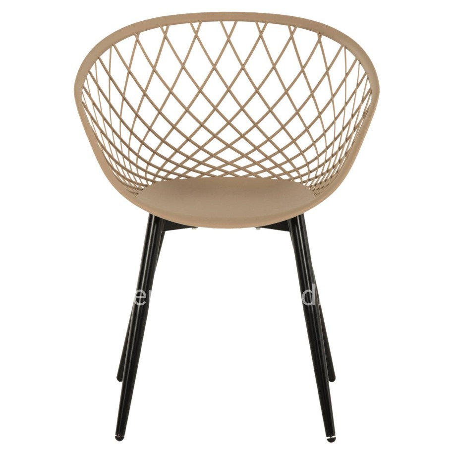 ARMCHAIR ARIADNE HM8001.23 CAPPUCCINO POLYPROPYLENE-BLACK METAL LEGS 63x56x80Hcm.