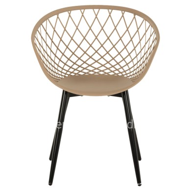 ARMCHAIR ARIADNE HM8001.23 CAPPUCCINO POLYPROPYLENE-BLACK METAL LEGS 63x56x80Hcm.