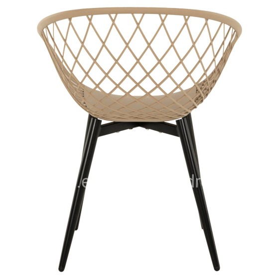 ARMCHAIR ARIADNE HM8001.23 CAPPUCCINO POLYPROPYLENE-BLACK METAL LEGS 63x56x80Hcm.