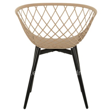 ARMCHAIR ARIADNE HM8001.23 CAPPUCCINO POLYPROPYLENE-BLACK METAL LEGS 63x56x80Hcm.