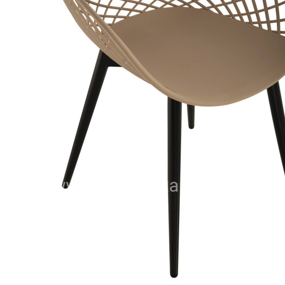 ARMCHAIR ARIADNE HM8001.23 CAPPUCCINO POLYPROPYLENE-BLACK METAL LEGS 63x56x80Hcm.