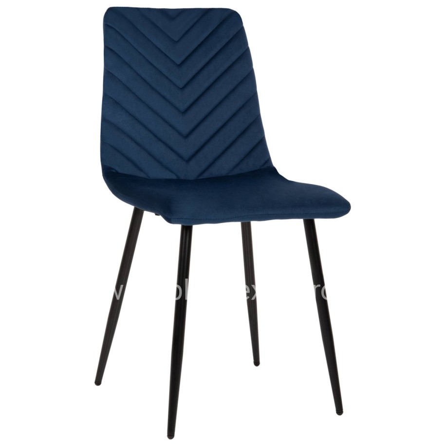 DINING CHAIR LATRELL HM8587.08 BLUE VELVET & BLACK METAL LEGS 43x54x88Hcm.