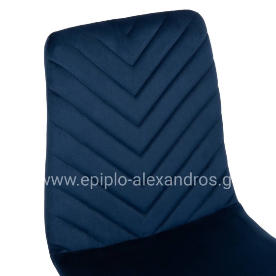 DINING CHAIR LATRELL HM8587.08 BLUE VELVET & BLACK METAL LEGS 43x54x88Hcm.