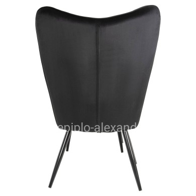 ARMCHAIR WITH FOOTSTOOL CRAWLEY HM8918.04 BLACK VLEVET-METAL LEGS 70x57x103Hcm.