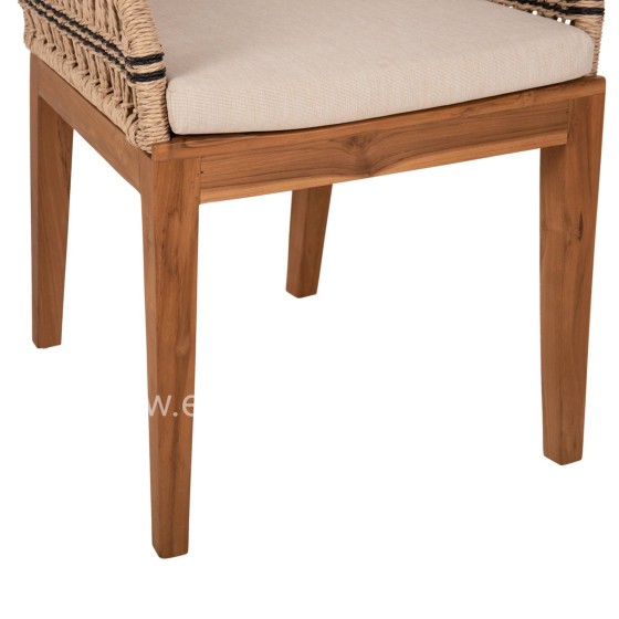 ARMCHAIR STARDOM HM9760.02 TEAK WOOD AND ROPE-NATURAL WITH ANTHRACITE DETAILS COLOR 57x65x83Hcm.