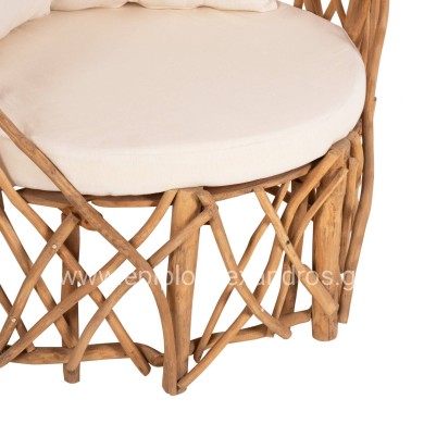 ΠΟΛΥΘΡΟΝΑ ΚΑΑΝ HM5994 ΚΛΑΔΙΑ TEAK ΣΕ ΦΥΣΙΚΟ-ΜΑΞΙΛΑΡΙΑ ΛΕΥΚΑ 95x89x80Υεκ.