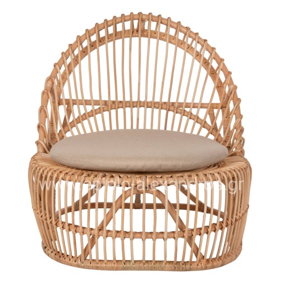 ARMCHAIR ENTROPY HM9840.01 RATTAN IN NATURAL-ECRU CUSHION 80x97x85Hcm.