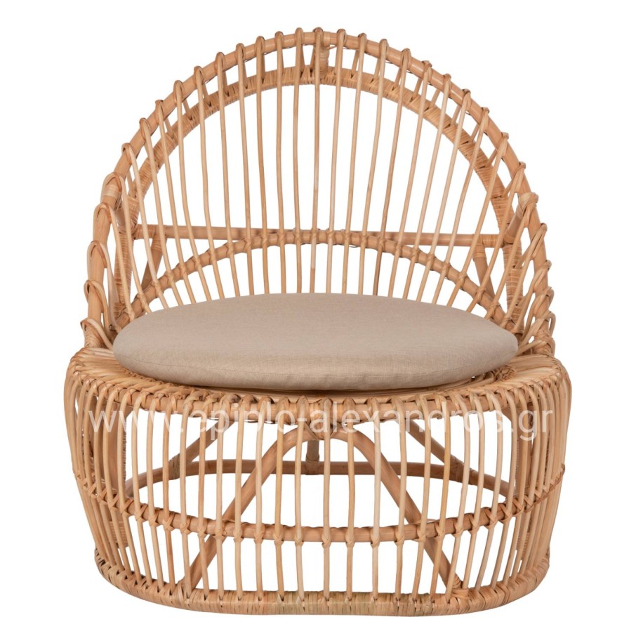 ARMCHAIR ENTROPY HM9840.01 RATTAN IN NATURAL-ECRU CUSHION 80x97x85Hcm.