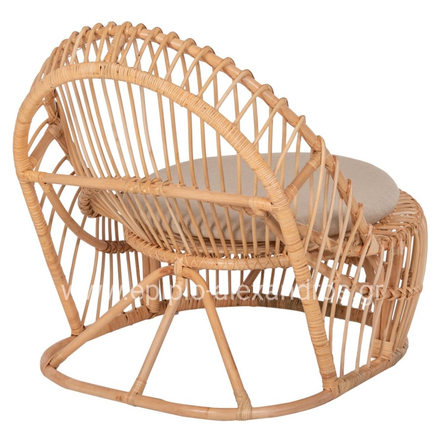 ARMCHAIR ENTROPY HM9840.01 RATTAN IN NATURAL-ECRU CUSHION 80x97x85Hcm.