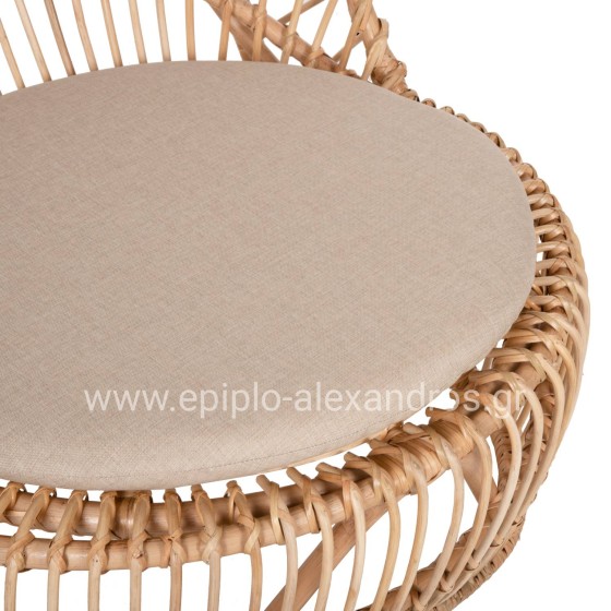 ARMCHAIR ENTROPY HM9840.01 RATTAN IN NATURAL-ECRU CUSHION 80x97x85Hcm.