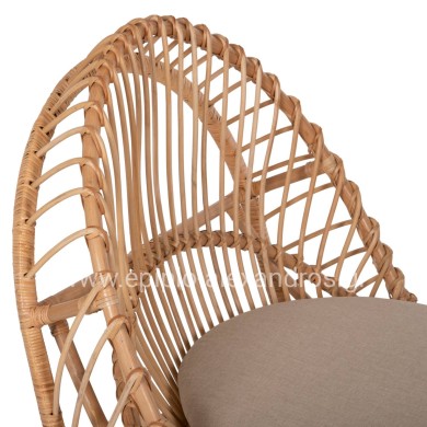 ARMCHAIR ENTROPY HM9840.01 RATTAN IN NATURAL-ECRU CUSHION 80x97x85Hcm.