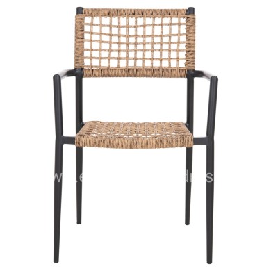 ΠΟΛΥΘΡΟΝΑ TRILAN HM6044.02 ΑΛΟΥΜΙΝΙΟ ΜΑΥΡΟ ΜΕ ΣΥΝΘΕΤΙΚΟ RATTAN ΦΥΣΙΚΟ 57x59x85Υεκ.