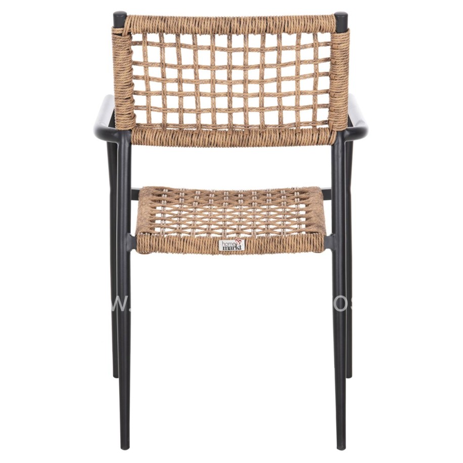 ΠΟΛΥΘΡΟΝΑ TRILAN HM6044.02 ΑΛΟΥΜΙΝΙΟ ΜΑΥΡΟ ΜΕ ΣΥΝΘΕΤΙΚΟ RATTAN ΦΥΣΙΚΟ 57x59x85Υεκ.