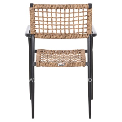 ARMCHAIR TRILAN HM6044.02 ALUMINUM IN BLACK-SYNTHETIC RATTAN IN NATURAL 57x59x85Hcm.