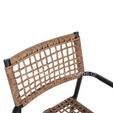 ARMCHAIR TRILAN HM6044.02 ALUMINUM IN BLACK-SYNTHETIC RATTAN IN NATURAL 57x59x85Hcm.