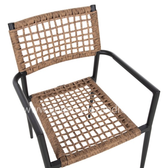 ARMCHAIR TRILAN HM6044.02 ALUMINUM IN BLACK-SYNTHETIC RATTAN IN NATURAL 57x59x85Hcm.