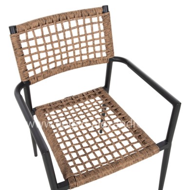 ARMCHAIR TRILAN HM6044.02 ALUMINUM IN BLACK-SYNTHETIC RATTAN IN NATURAL 57x59x85Hcm.