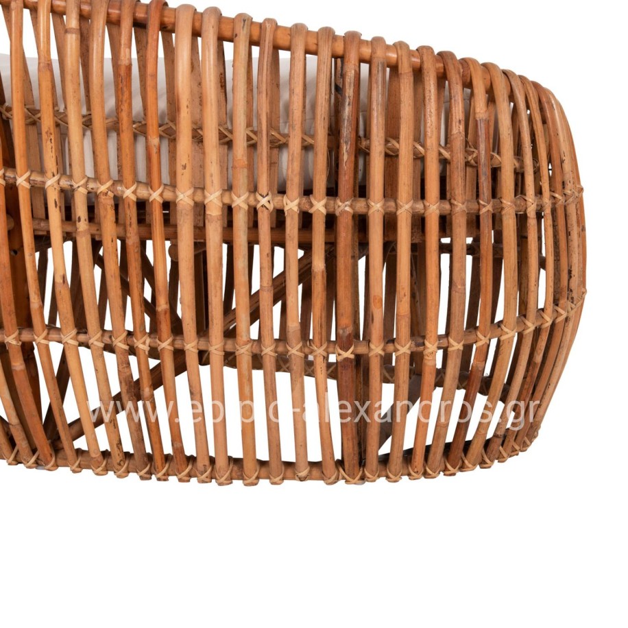 SOFA-LOUNGER LANTRY HM5991 NATURAL RATTAN- WHITE CUSHIONS 215x60x78Hcm.