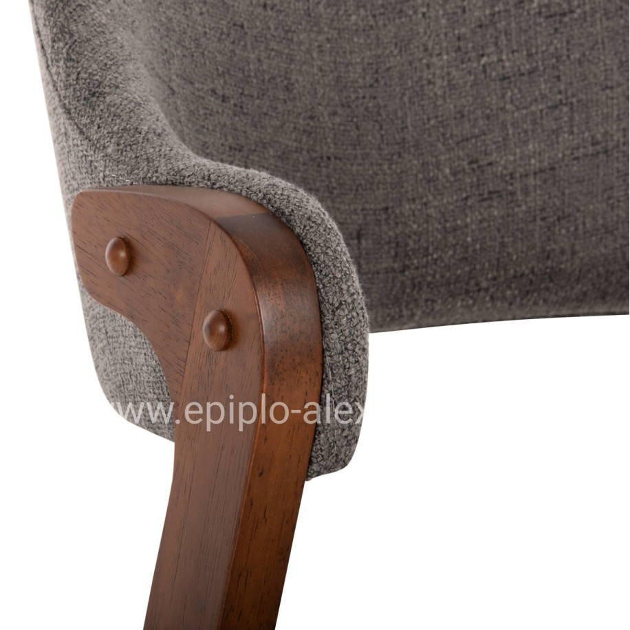 DINING CHAIR RIDER HM9734.01 RUBBERWOOD IN WALNUT COLOR-GREY FABRIC 59x59x83Hcm.