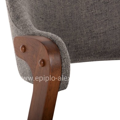 DINING CHAIR RIDER HM9734.01 RUBBERWOOD IN WALNUT COLOR-GREY FABRIC 59x59x83Hcm.