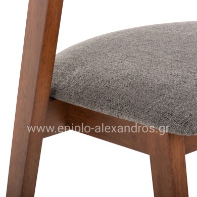 DINING CHAIR RIDER HM9734.01 RUBBERWOOD IN WALNUT COLOR-GREY FABRIC 59x59x83Hcm.