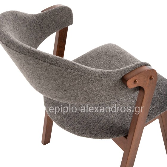 DINING CHAIR RIDER HM9734.01 RUBBERWOOD IN WALNUT COLOR-GREY FABRIC 59x59x83Hcm.