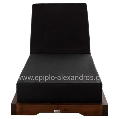 BEACH LOUNGER IKARIA LOW HM10622.01 PINE WOOD IN WALNUT COLOR-BLACK TEXTILENE-CUSHION 20cm THICK