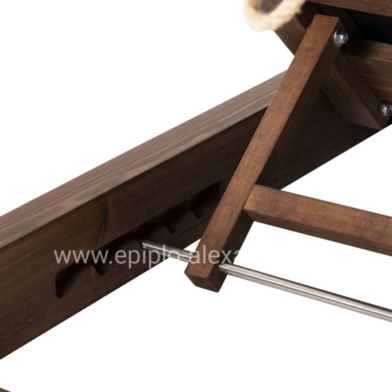 BEACH LOUNGER IKARIA LOW HM10622.01 PINE WOOD IN WALNUT COLOR-BLACK TEXTILENE-CUSHION 20cm THICK