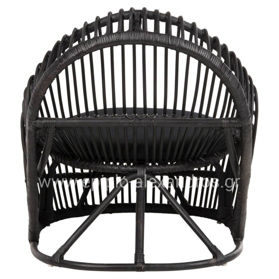ARMCHAIR ENTROPY HM9840.03 NATURAL POLISHED RATTAN WITH CUSHION-BLACK 80x97x85Hcm.
