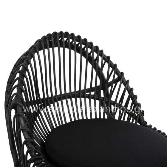 ARMCHAIR ENTROPY HM9840.03 NATURAL POLISHED RATTAN WITH CUSHION-BLACK 80x97x85Hcm.