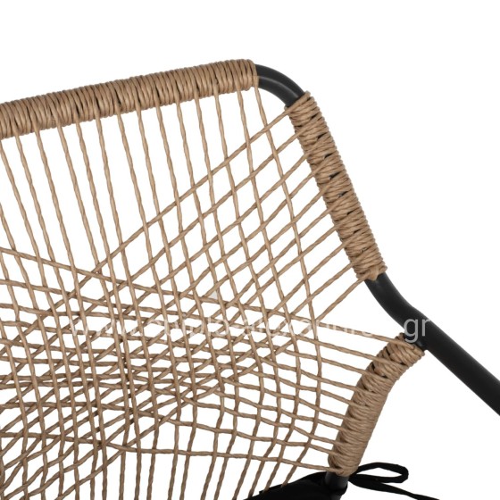 ARMCHAIR ALUMINUM TROTTER HM5865.11 DARK GREY FRAME AND BEIGE WICKER-BLACK CUSHION