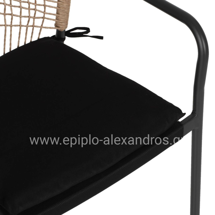 ARMCHAIR ALUMINUM TROTTER HM5865.11 DARK GREY FRAME AND BEIGE WICKER-BLACK CUSHION